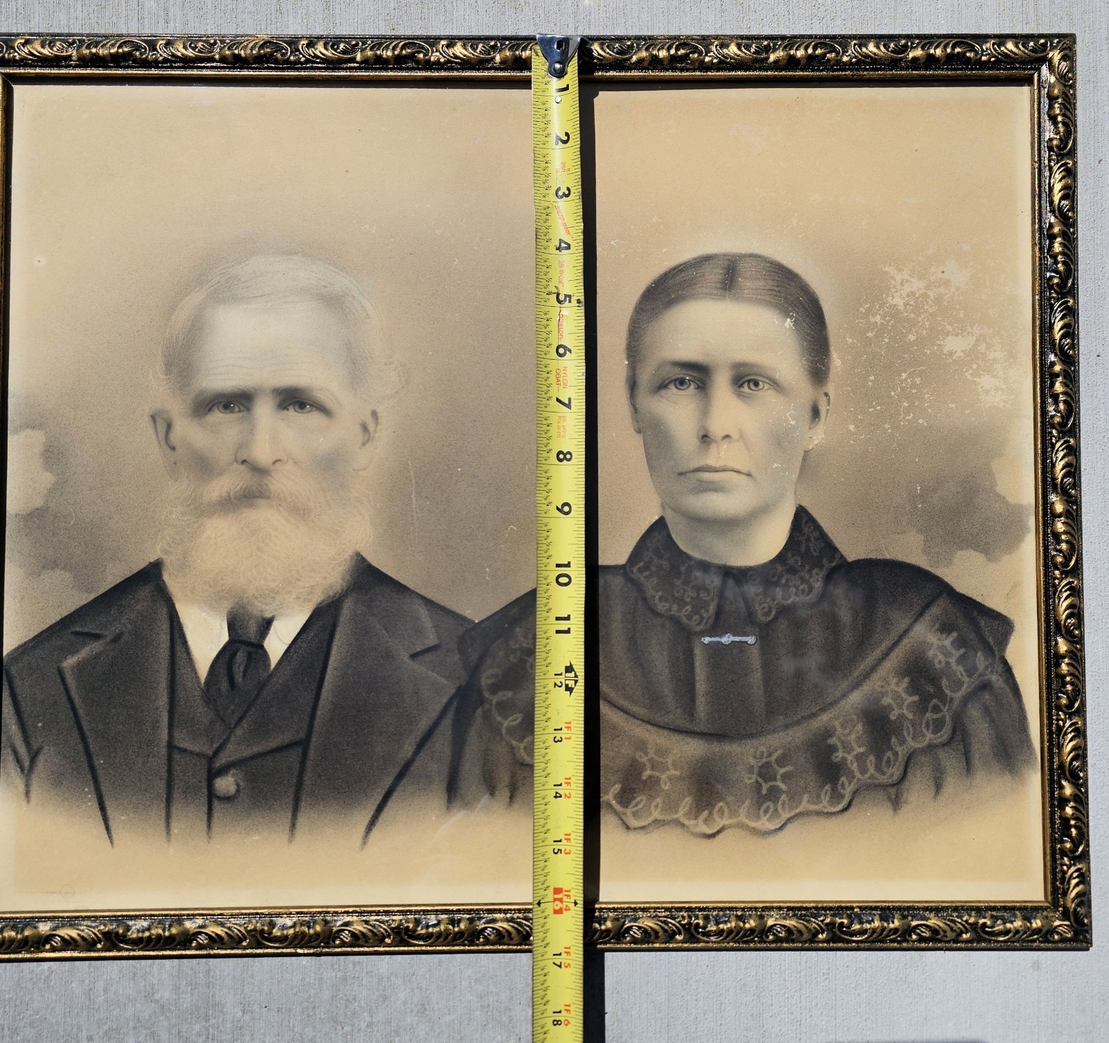 Antique Studio CRAYON PORTRAIT, Tennessee Farmers Pioneers Oddities BOGLE FAMILY