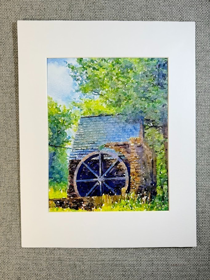 Water Wheel Digital Watercolor Original Art Photograph 8 X 10 Mat 11 X 14 Signed