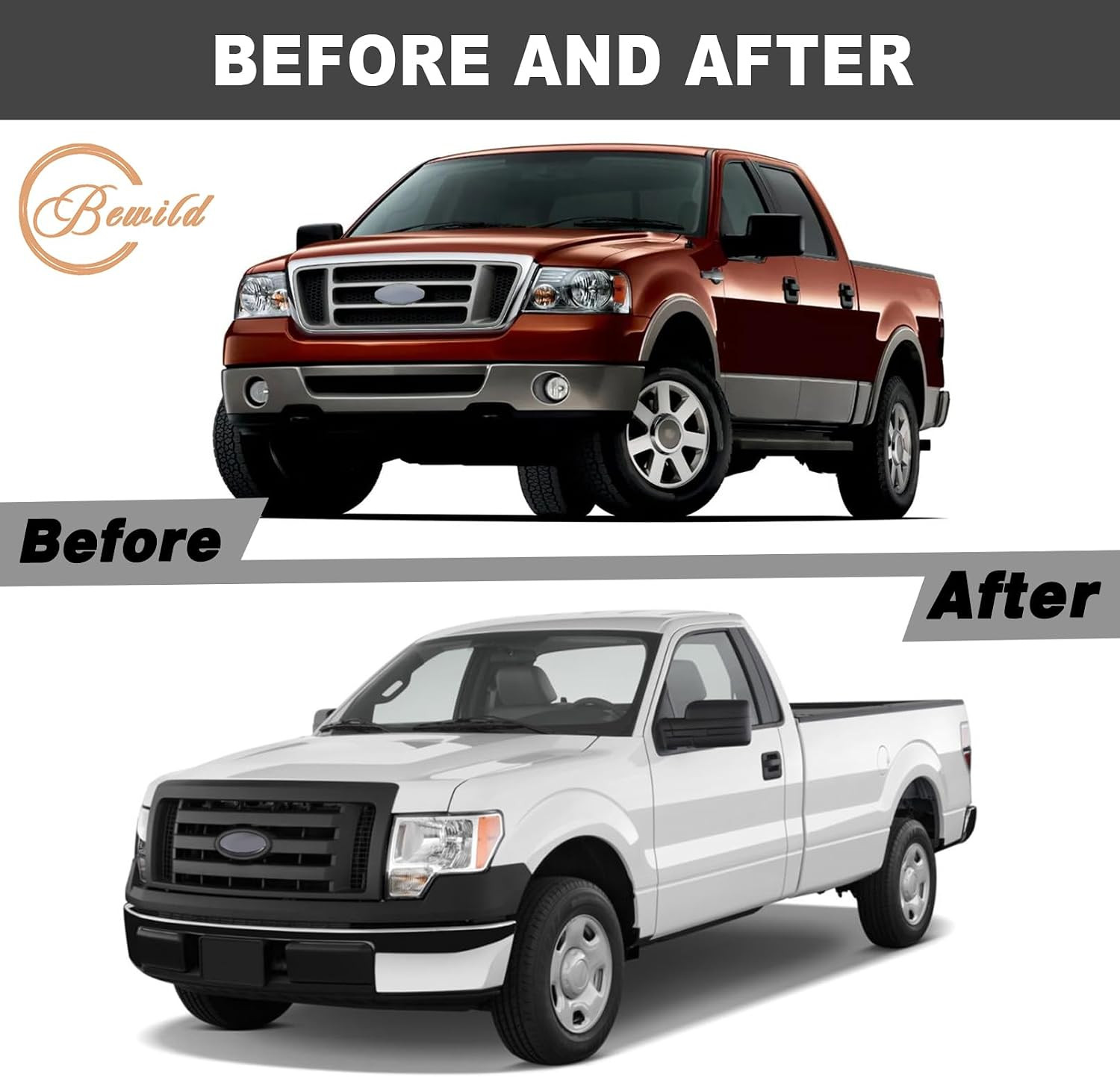 Front Bumper Grille Assembly Compatible with 2009-2014 Ford F – 150 F150 Centre