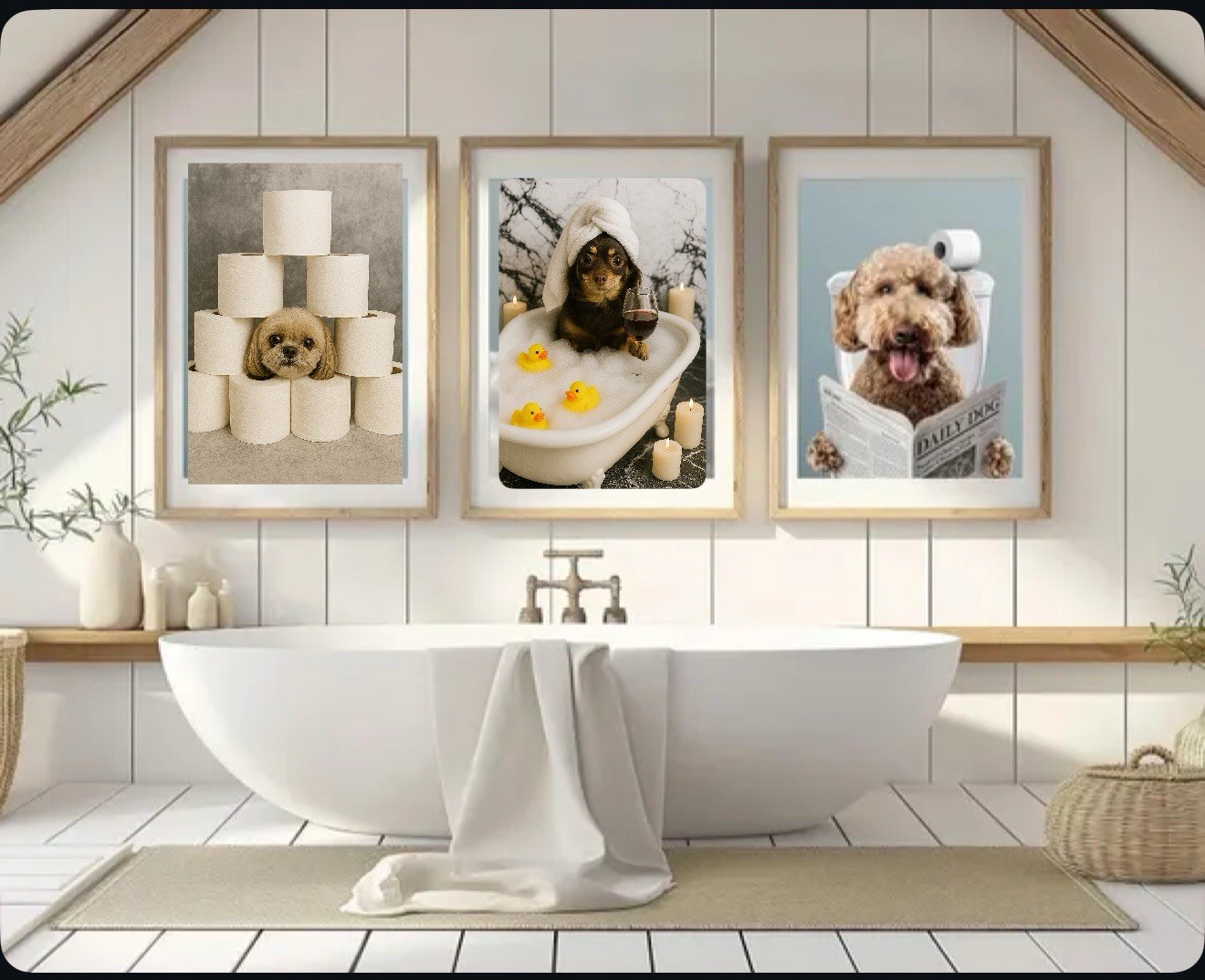 Custom Pet Portrait, Bathroom Art, Bathroom Poster, pet owner Gift