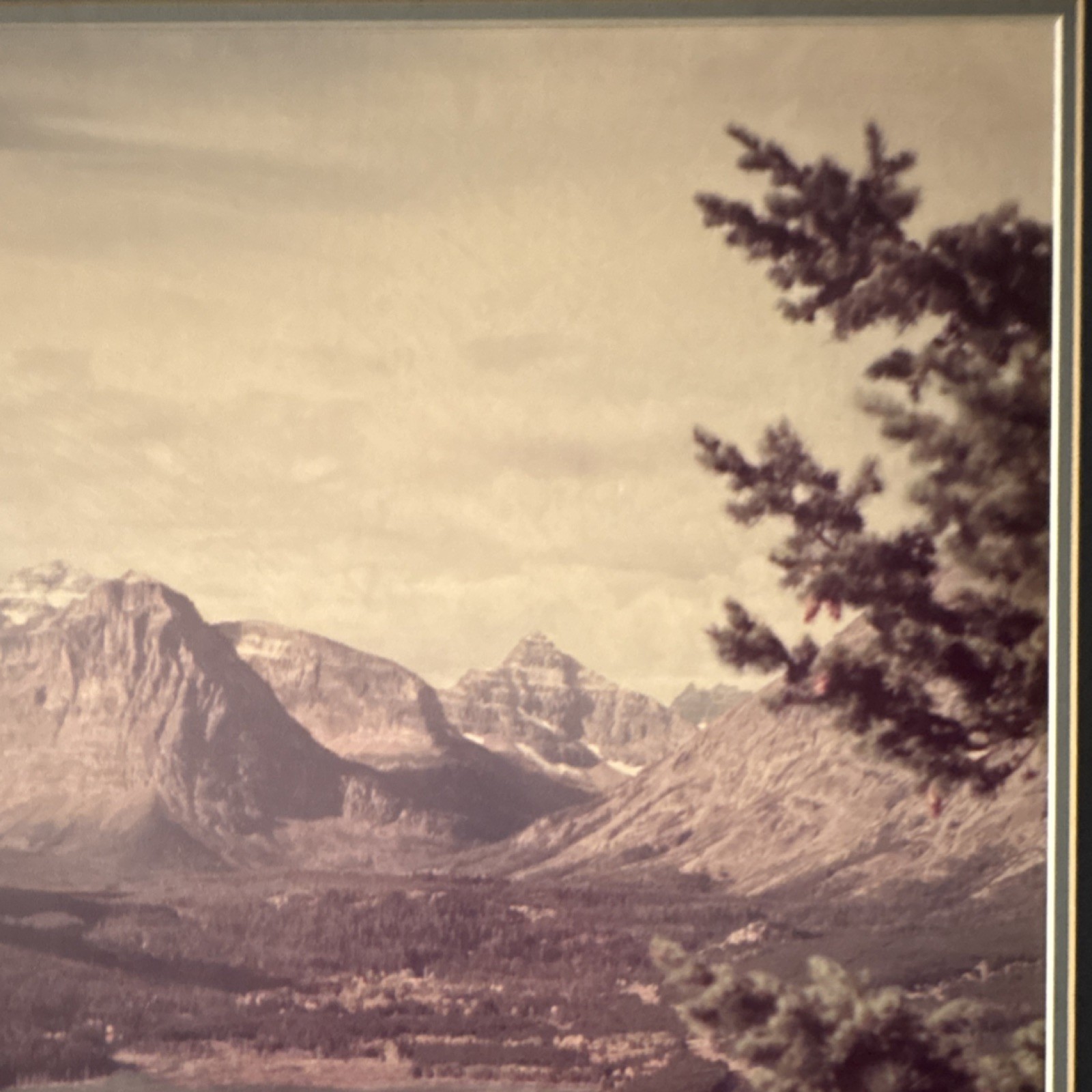 Vintage Glacier National Park St Mary Lake Large Framed Double Matted Photo