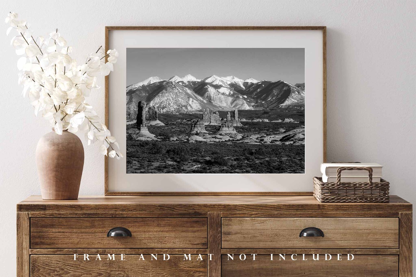 Arches Photography Print – Black and White Picture of La Sal Mountains in Utah