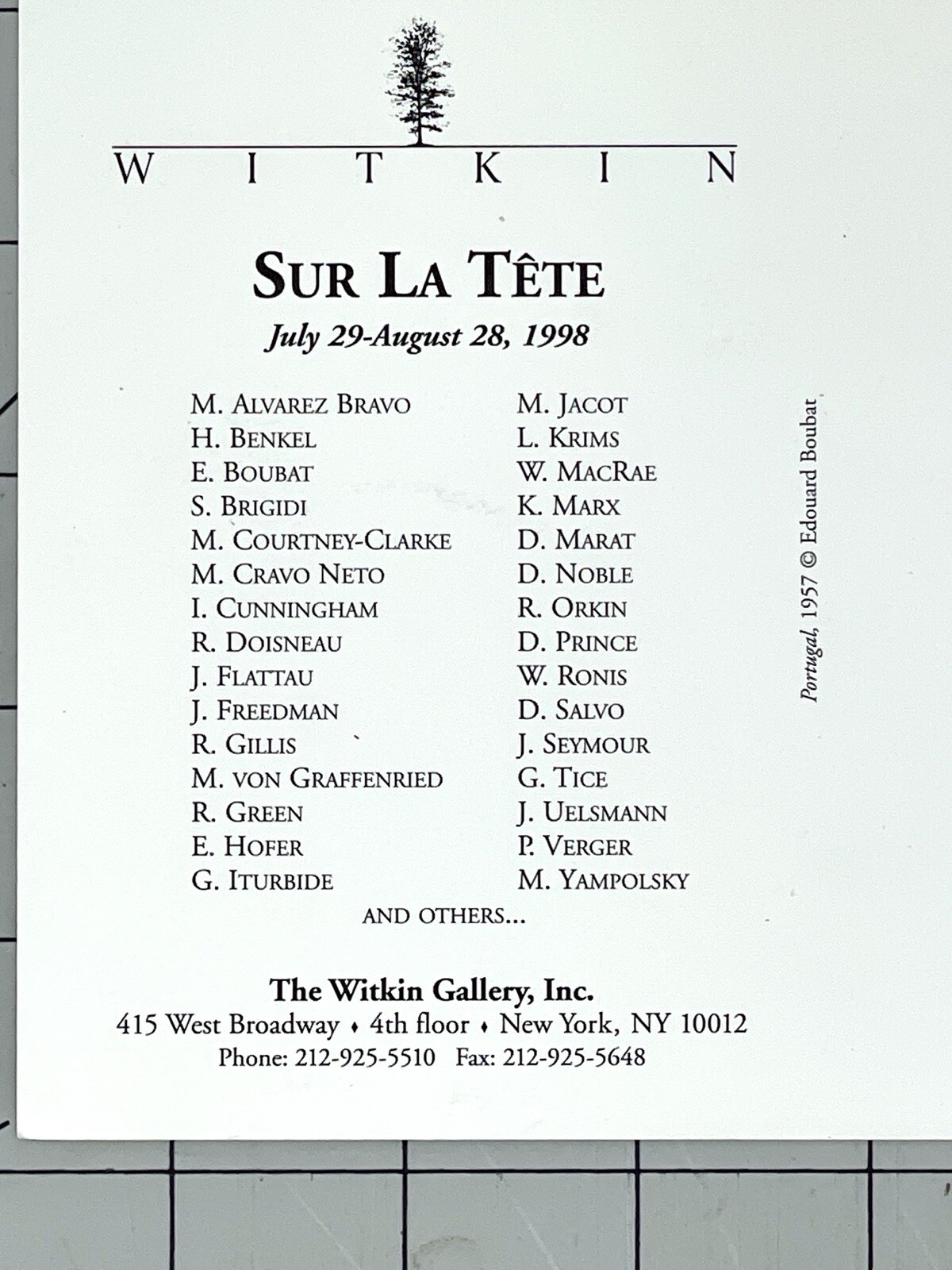 Edouard Boubat – Portugal – 1998 Witkin Gallery Announcement Card