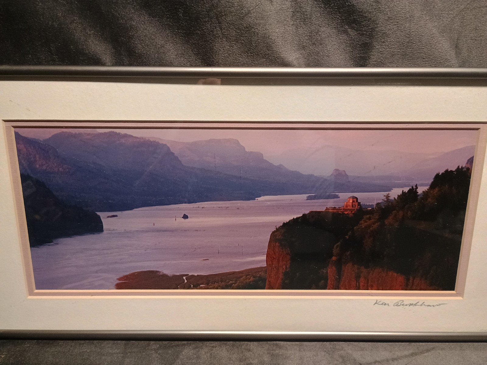Crown Point Sunset Columbia River OR WA Ken Burkhart Photography Framed 8 X 16″