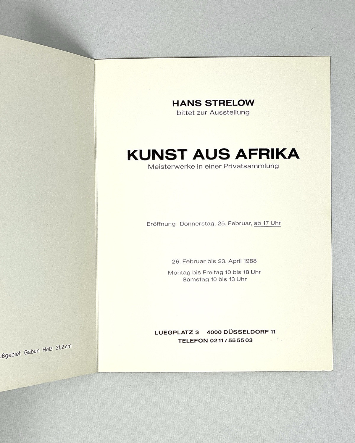 Works From The Collection Of Hans Strelow Announcement Card 1988 7” x 9”