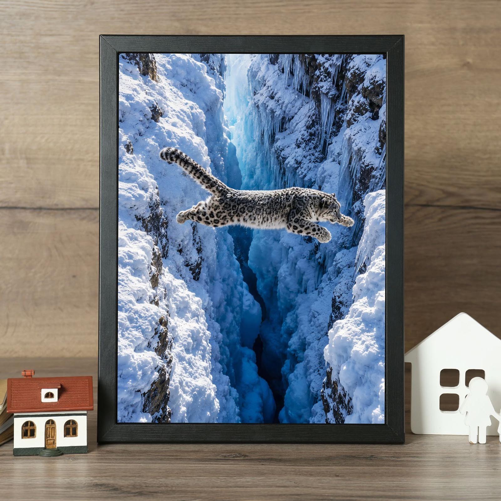 8×10 Fine Art Photography Print Snow Leopard Mountain Wildlife Nature Wall Art