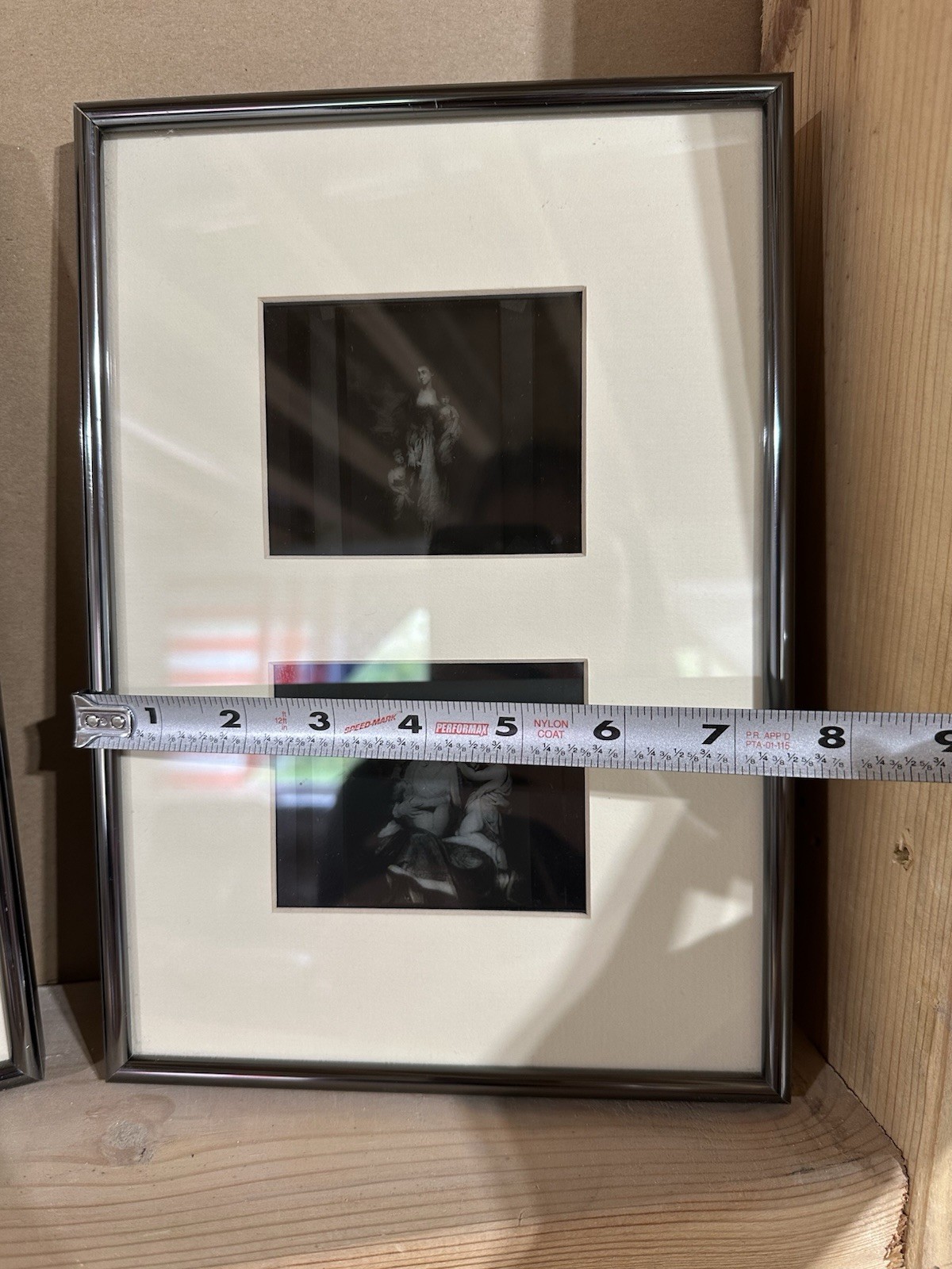 Lot of 2 Custom Framed Matted Magic Lantern Glass Slides 7.5″X 11″ Mother Child
