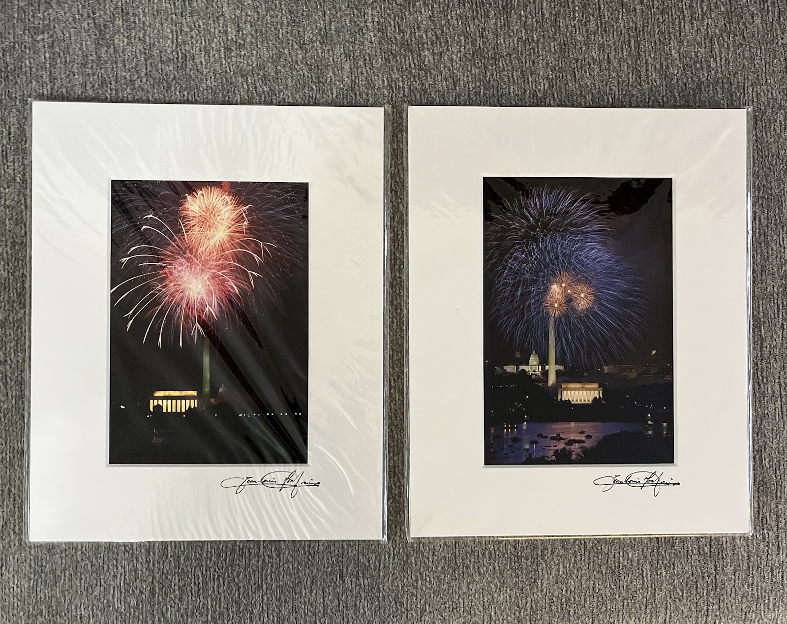 Art Print Set of 2 Fireworks by Jean-Louis Monfraix Washington, DC 2003 and 2009