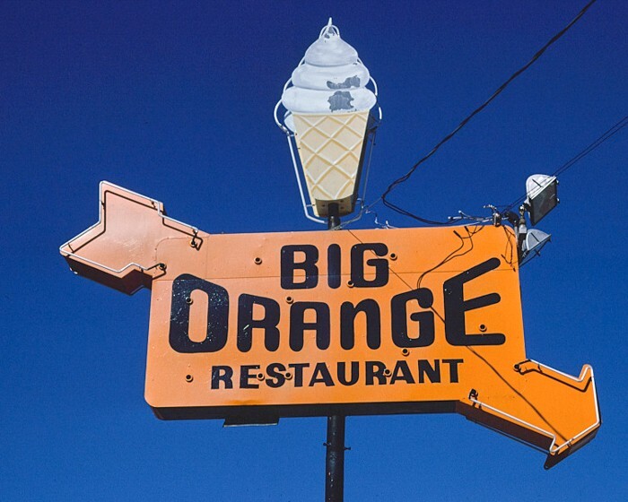 8×10 Vintage photo of Big Orange ice cream sign, Clarksville, Tennessee.