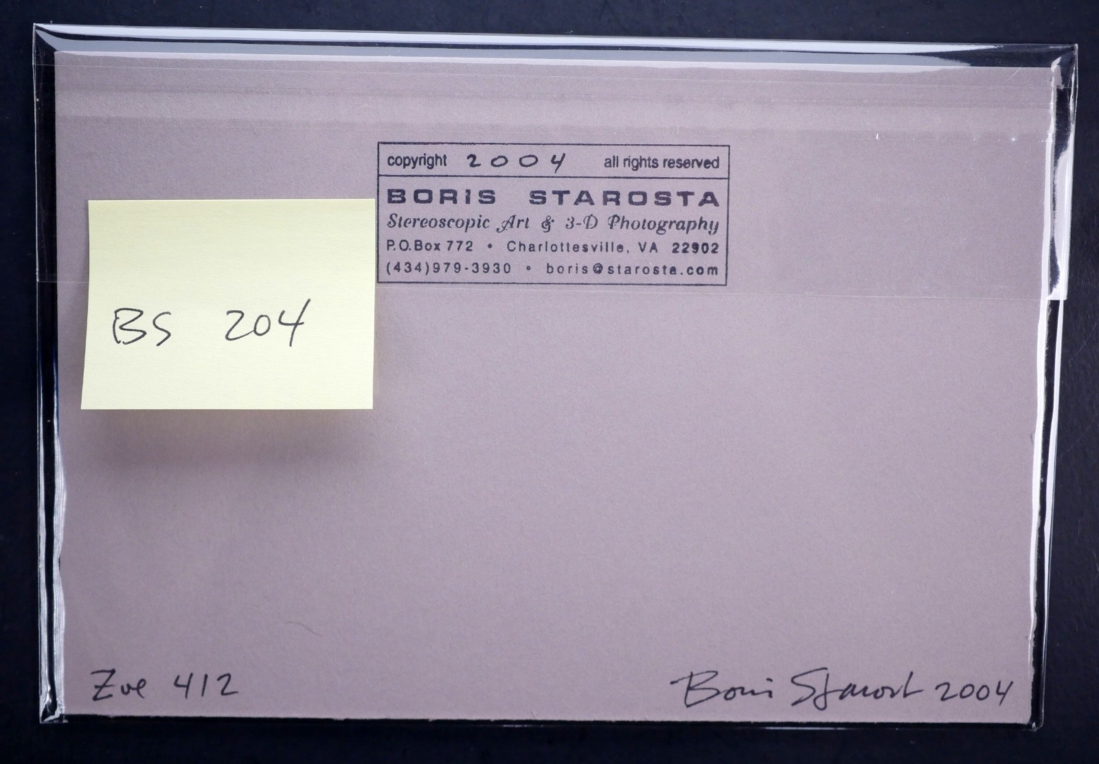 Boris Starosta 3D Stereoview – Zoe 412 – nude model signed 2004 #204