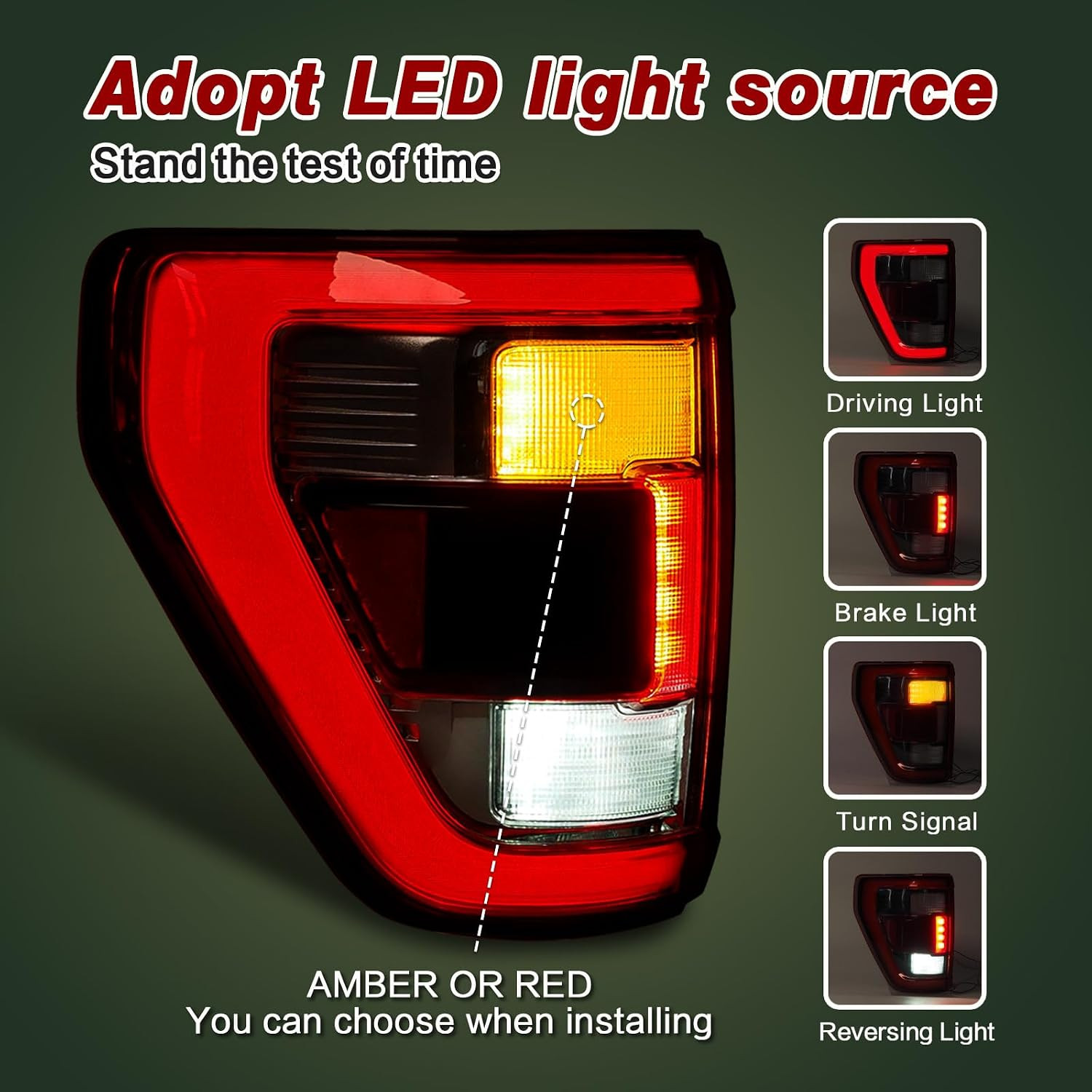 LED Tail Light Assembly Compatible with 2021 2022 2023 Ford F150 TREMOR/RAPTOR W