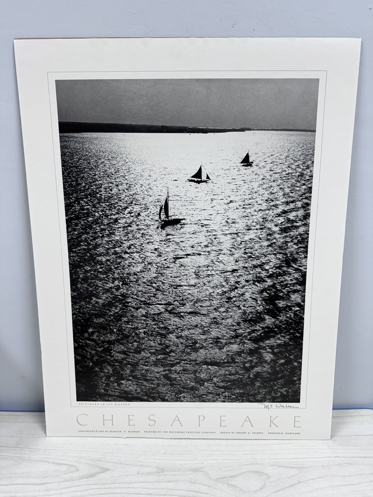 Marion Warren Signed Print “Skip Jacks In Icy Waters” Chesapeake 1985 Unframed
