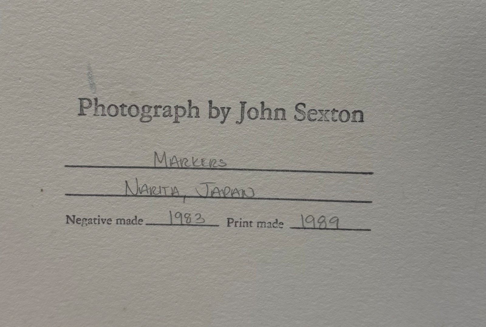 RARE Original 1983 JOHN SEXTON ‘Stone Markers, Narita JAPAN’ Signed COLOR PHOTO
