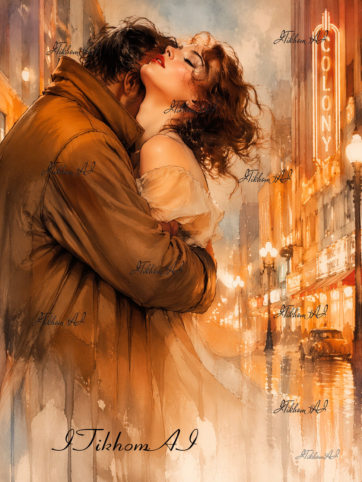 Digital Art Image Painting Еrotic Portrait Women Man City Wallpaper Desktop