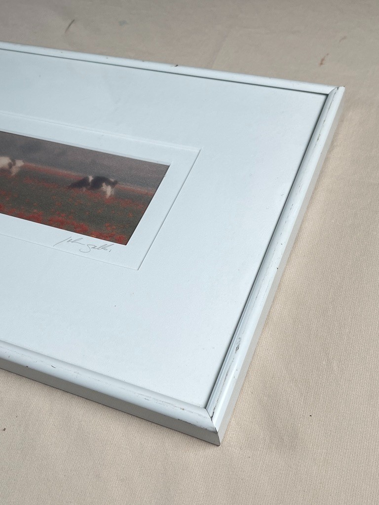 Vintage John Galbo Signed NOORD HOLLAND Panoramic Cow Pasture Art Framed Matted