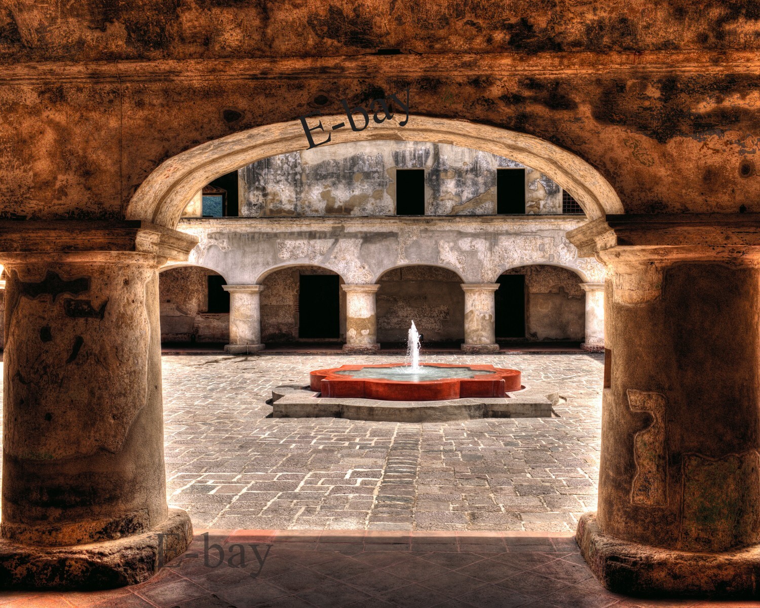 16X20 ART PHOTO, WATER FOUNTAIN, IN ANTIGUA GUATEMALA, Guatemalan