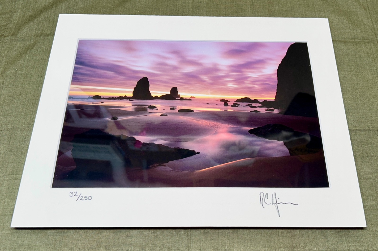 Set of Signed Photography 11 x 14 Matted, One Framed, Seashore and Lake Scene