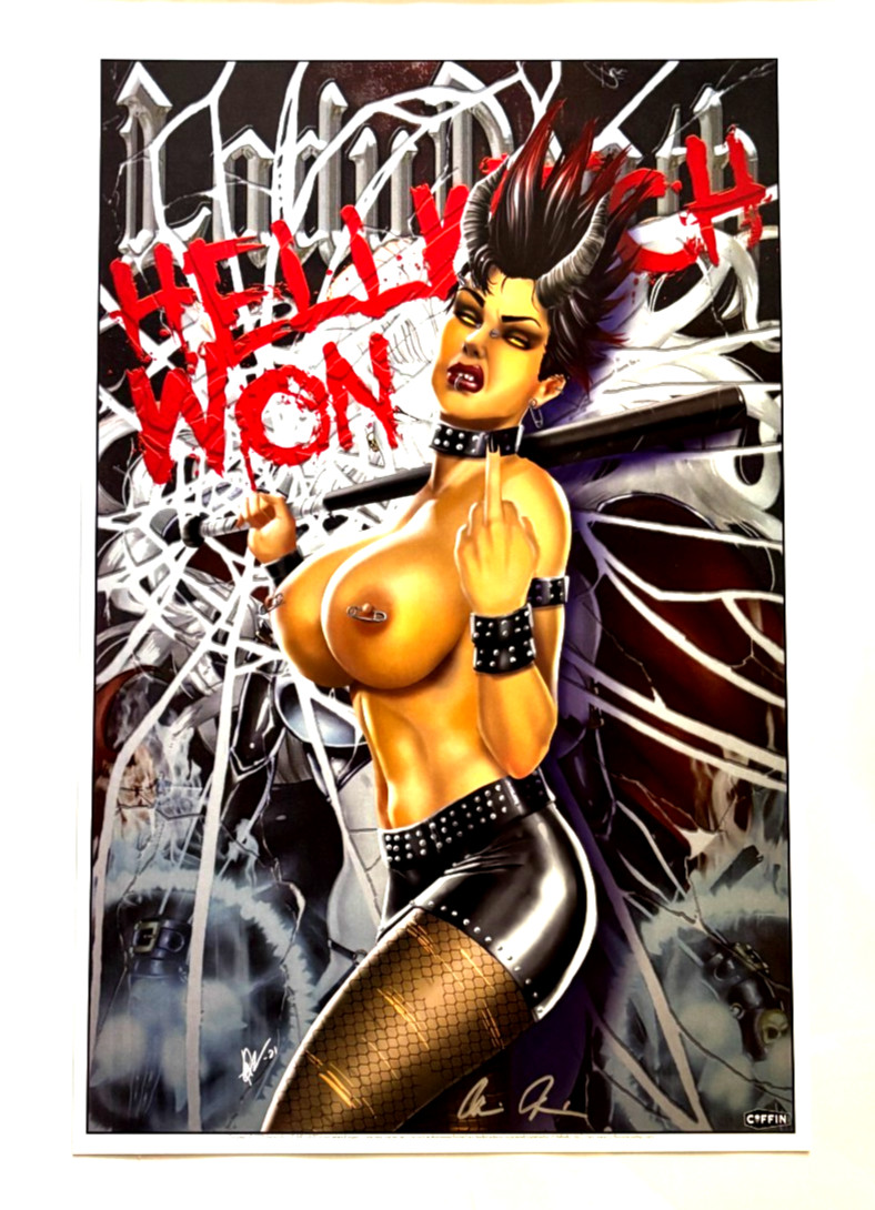 HELLWITCH WON EXCLUSIVE COFFIN SIGNED CUSTOM LIMITED EDITION ART PRINT COA NM+