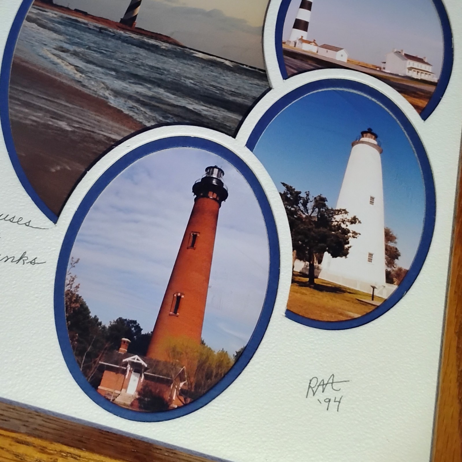 Lighthouse Of Outer Banks ’94 10×12 Mat Oak Framed & Signed Photography Wall Art