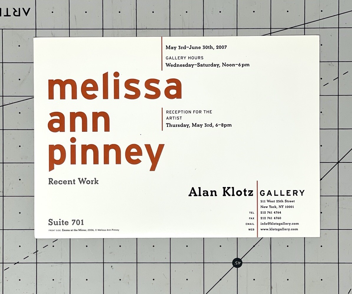 Melissa Ann Pinney (b. 1953) Art Announcement Card 2007