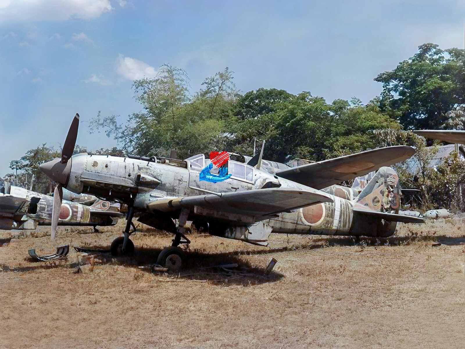 WW2 Colorized Nakajima Ki-43 II Otsu Hayabusa (Oscar) 248 Sentai in PNG 1944