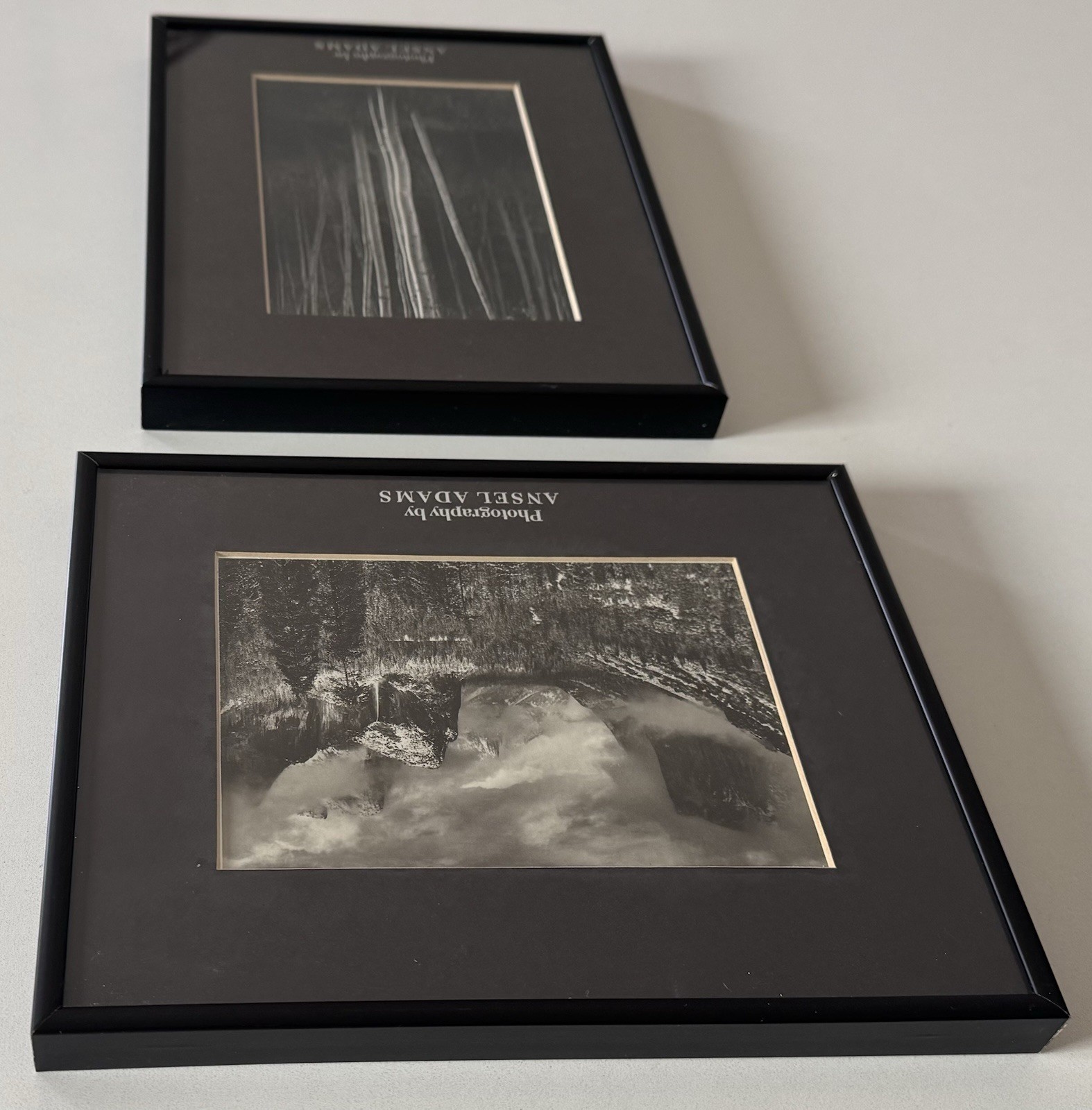 Vintage Ansel Adams Set of 2 Framed Matted Black & White Lot Photo Prints Art
