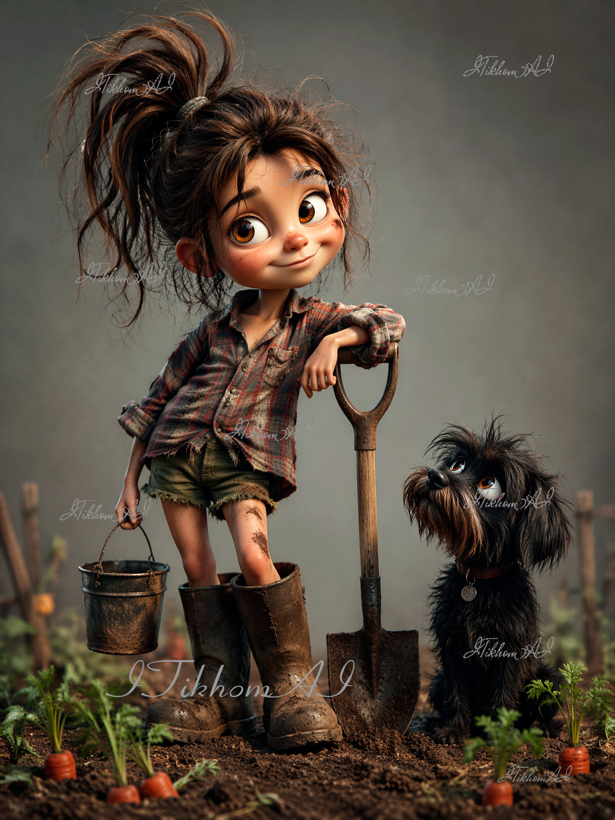 Digital Art Image 3D Girle Cartoons Disney Animals Dog Garden Wallpaper Desktop