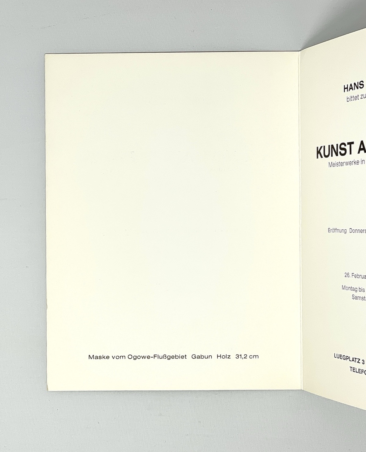 Works From The Collection Of Hans Strelow Announcement Card 1988 7” x 9”