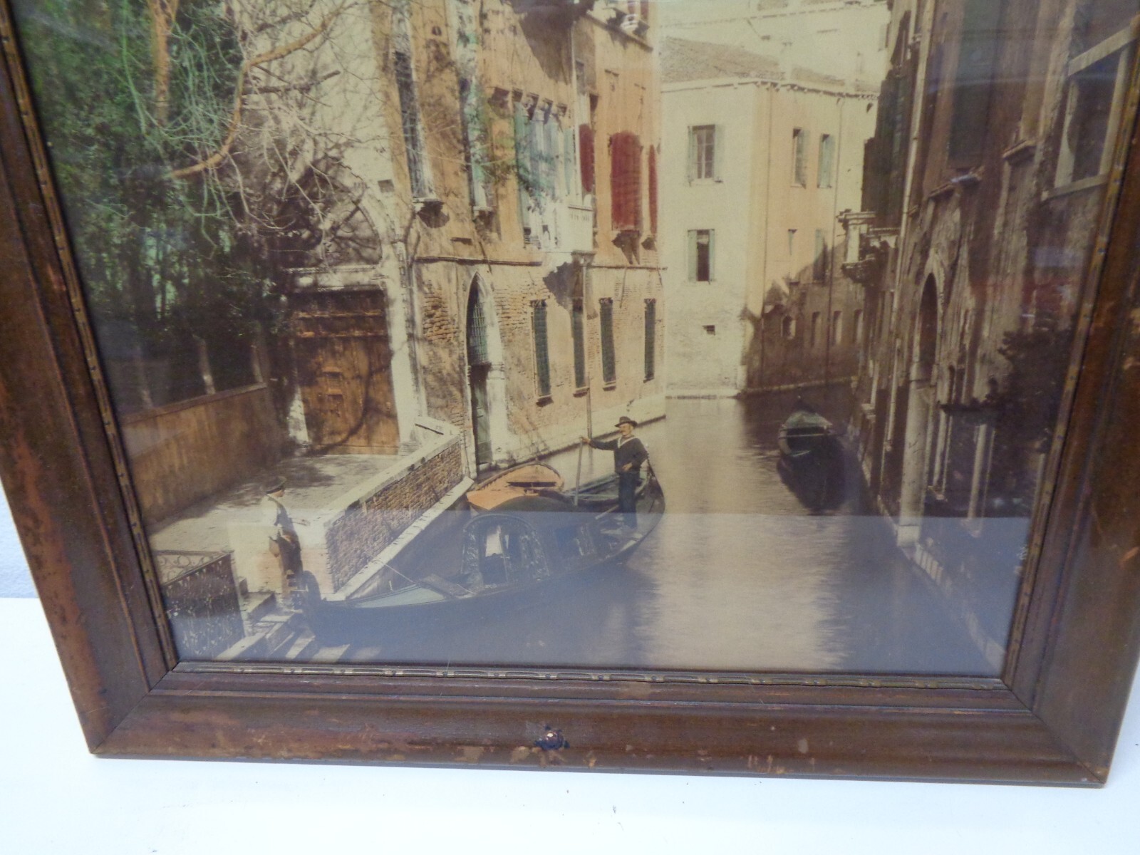 Vintge Venice Bridge of Sighs Hand Tinted Colorized Albumin Photograph