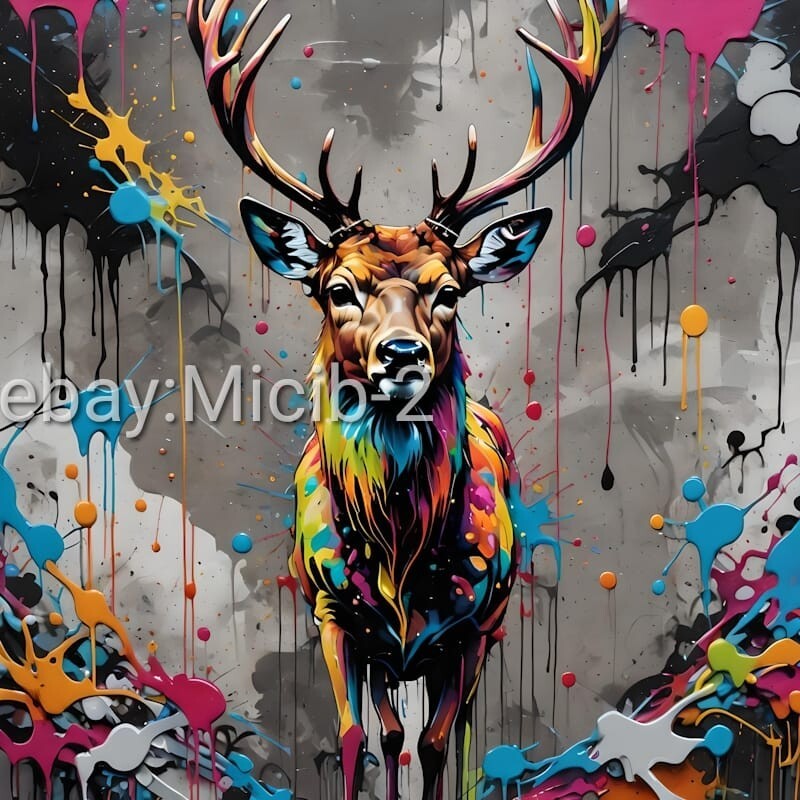 Digital Image Picture Photo Pic Wallpaper Background Colorful Deer