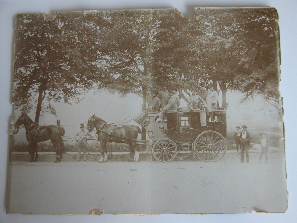 Vtg c.1880s-90s Photograph Men in Stagecoach Sepia B&W Wild West Travel