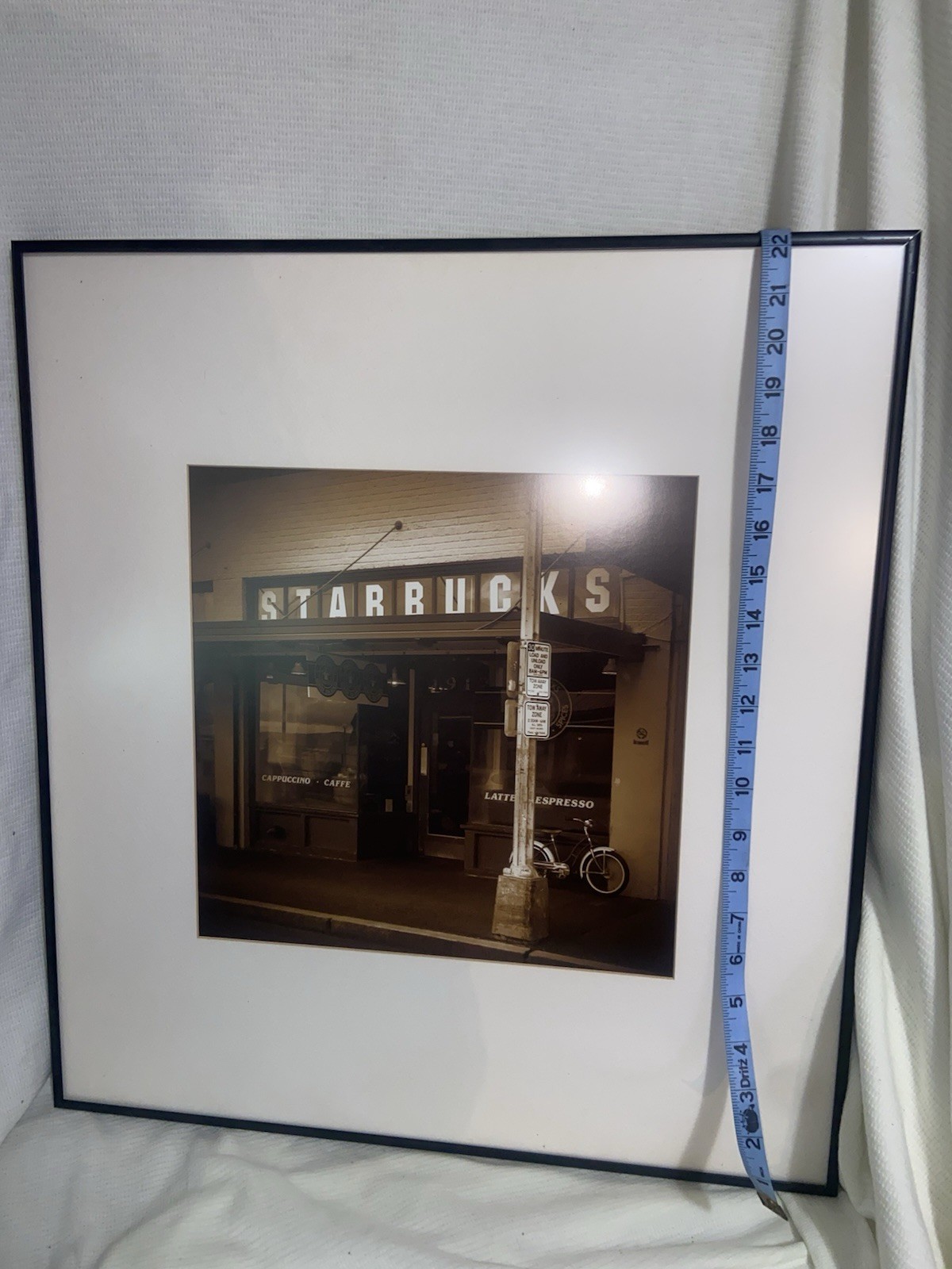 Sepia Starbucks Storefront Photograph Wall Art, Matted & Framed, Landscape ( A1)