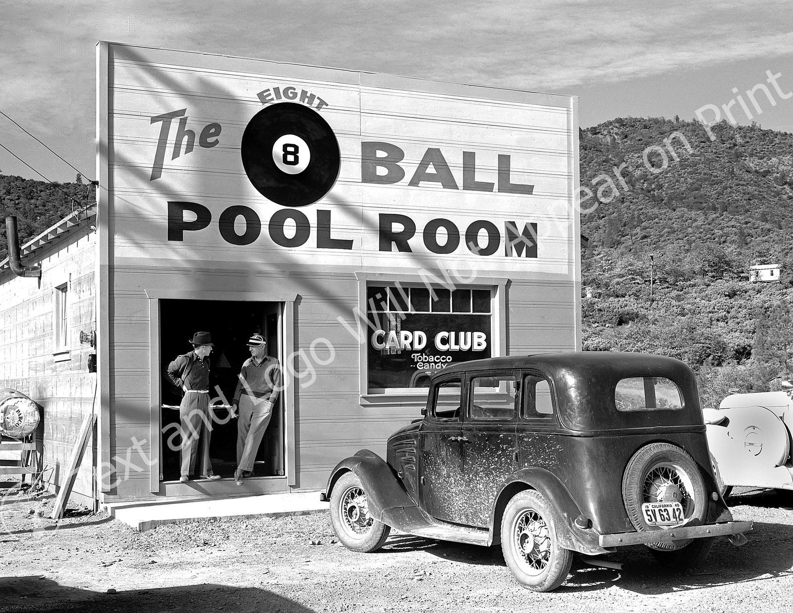 1940 Shasta Cty., CA Pool Hall Vintage Photograph 8.5″ x 11″ Repro Billiards