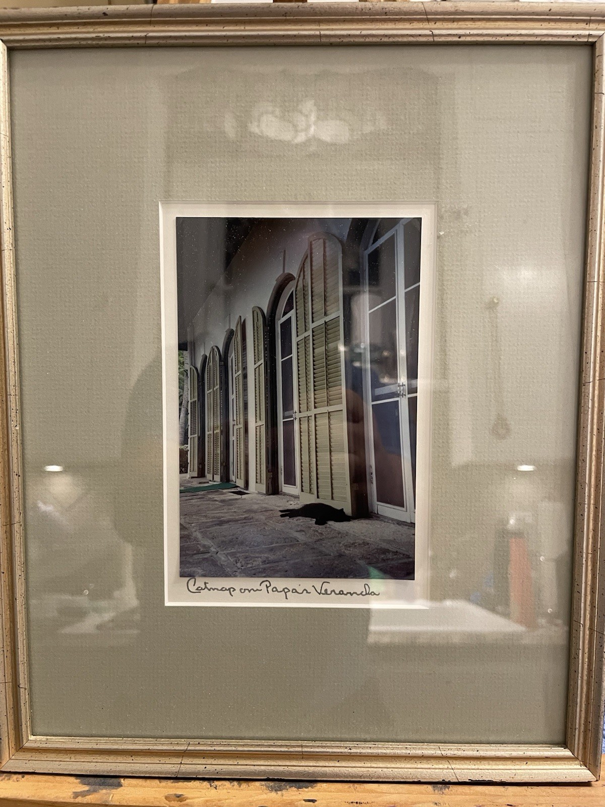 ANONYMOUS MCM STYLE FINE ART PHOTOGRAPH OLD SOUTH CAT ON PAPA’S PORCH FRAMED ’02