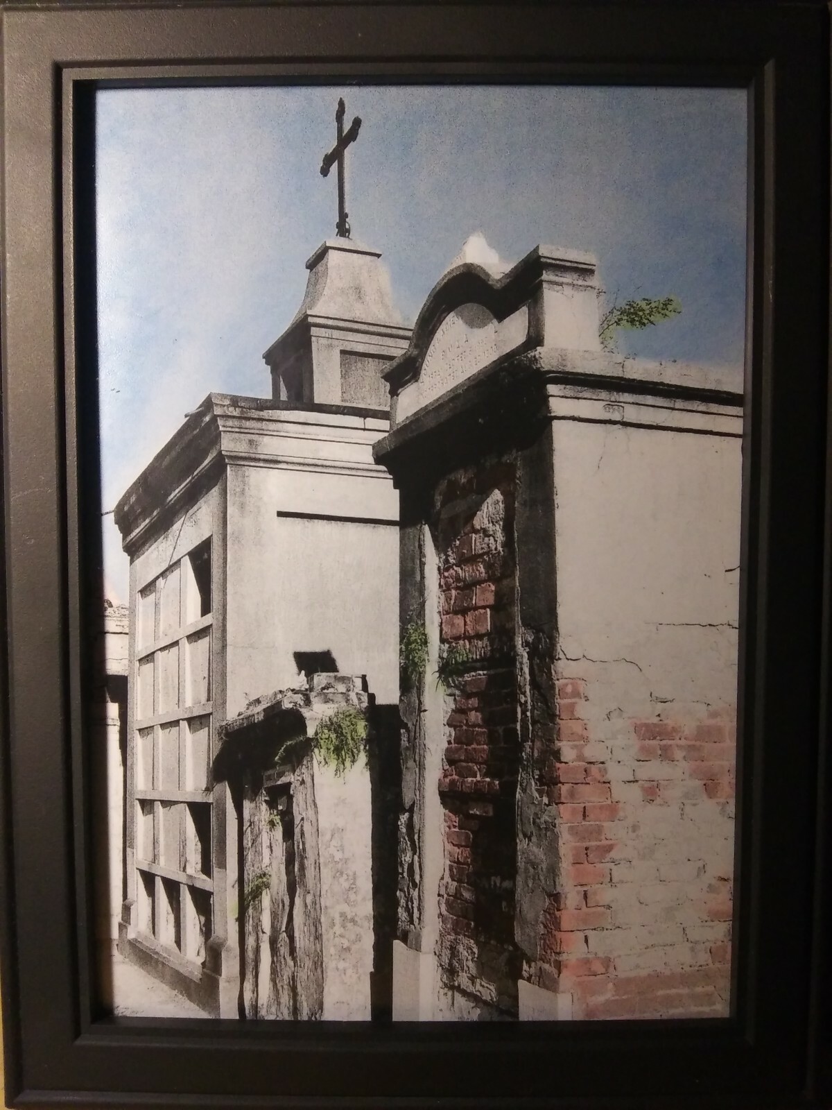 fine art hand-painted B&W prints – New Orleans St. Louis Cemetery #2. 5×7 in.