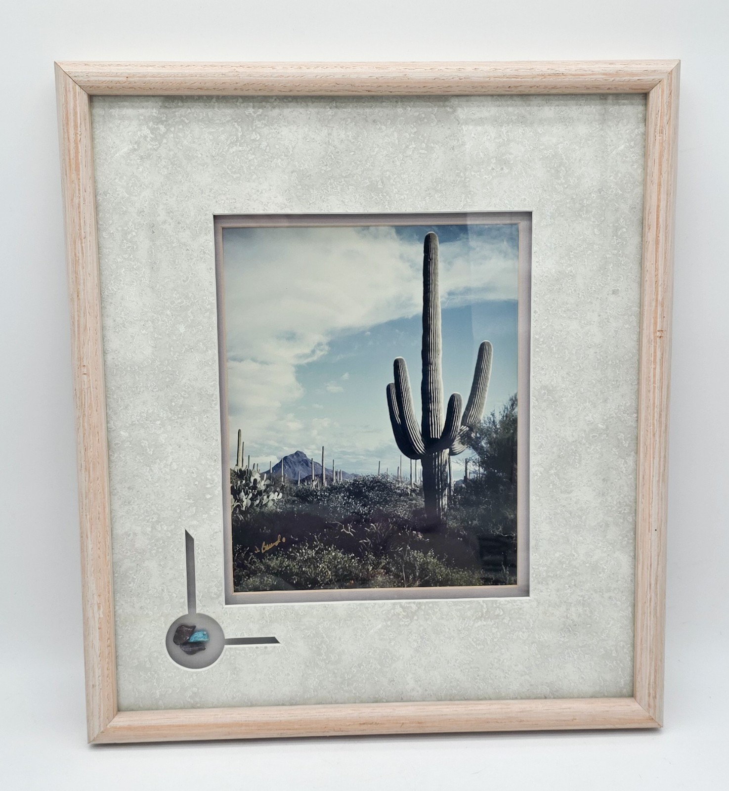 John F. Berend Signed Desert Saguaro Photograph Framed Southwest Art 16×17”