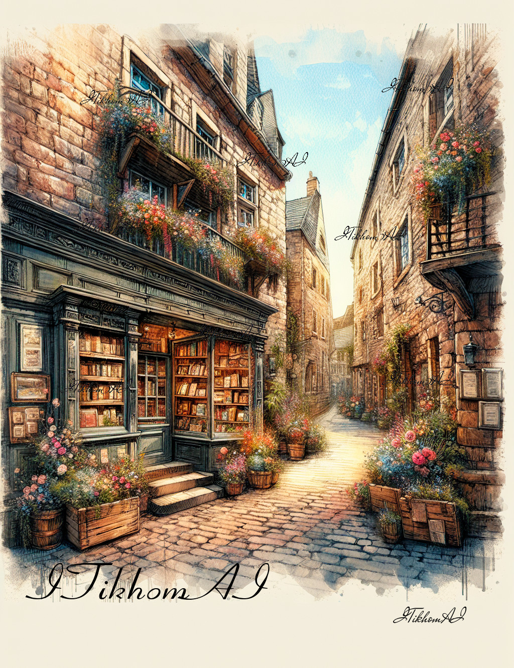 Digital Art Painting Watercolor Urban Landscape Wallpaper Background Decor