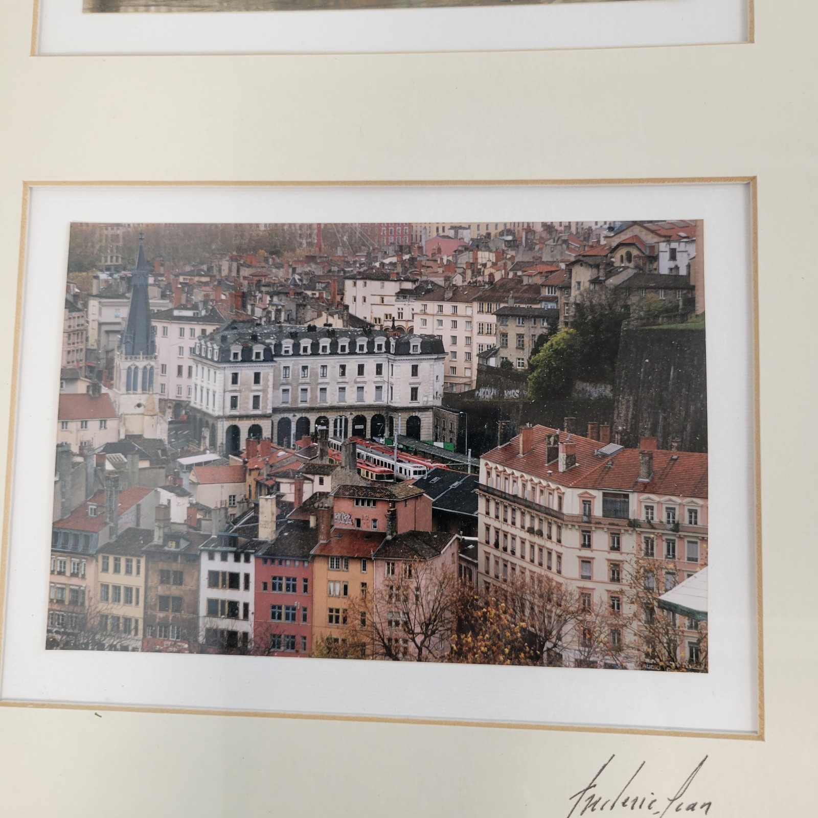 Lot of 2 Frederic Jean Signed Photograph Lyon France Framed Art Set Vieux Lyon