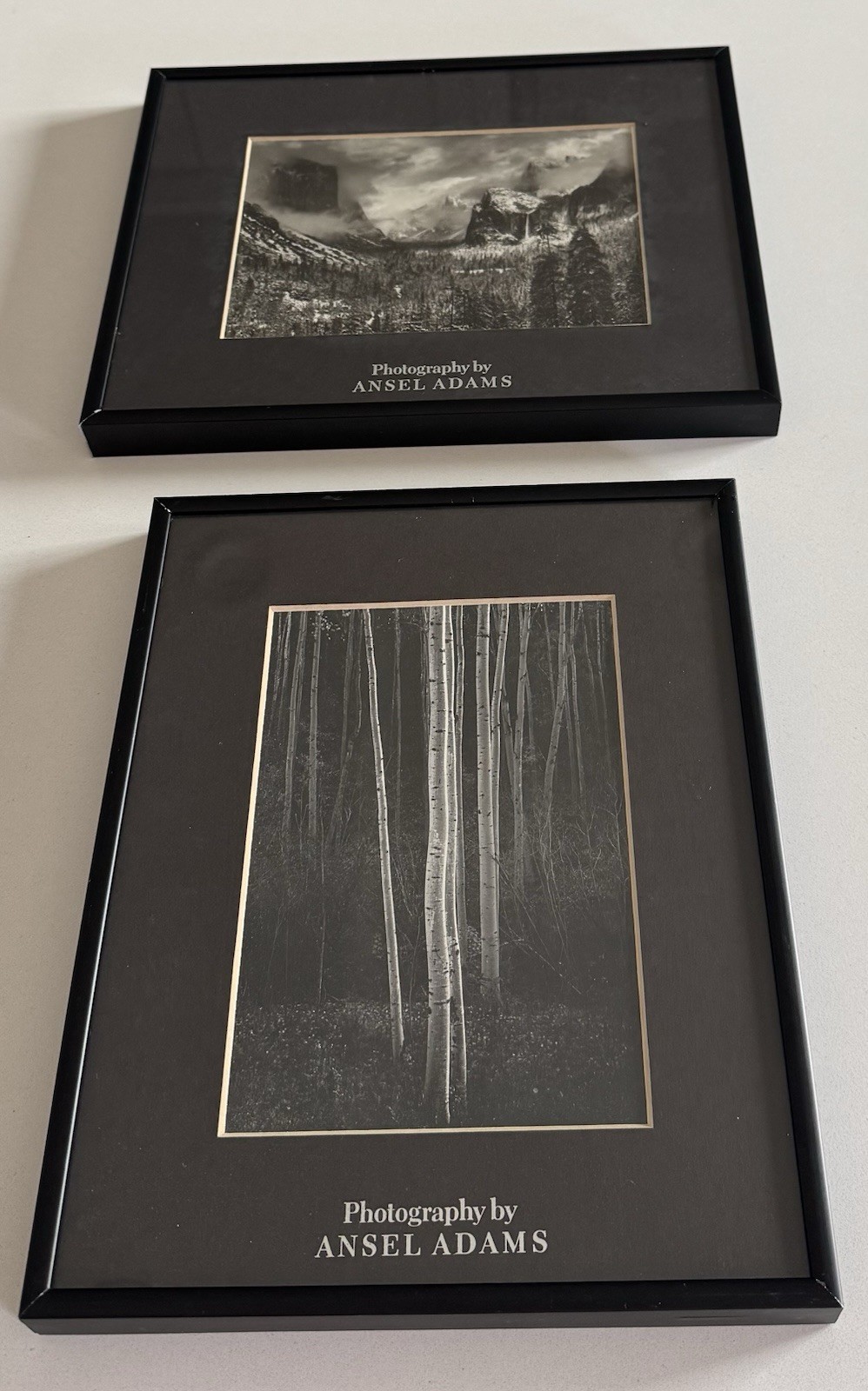 Vintage Ansel Adams Set of 2 Framed Matted Black & White Lot Photo Prints Art