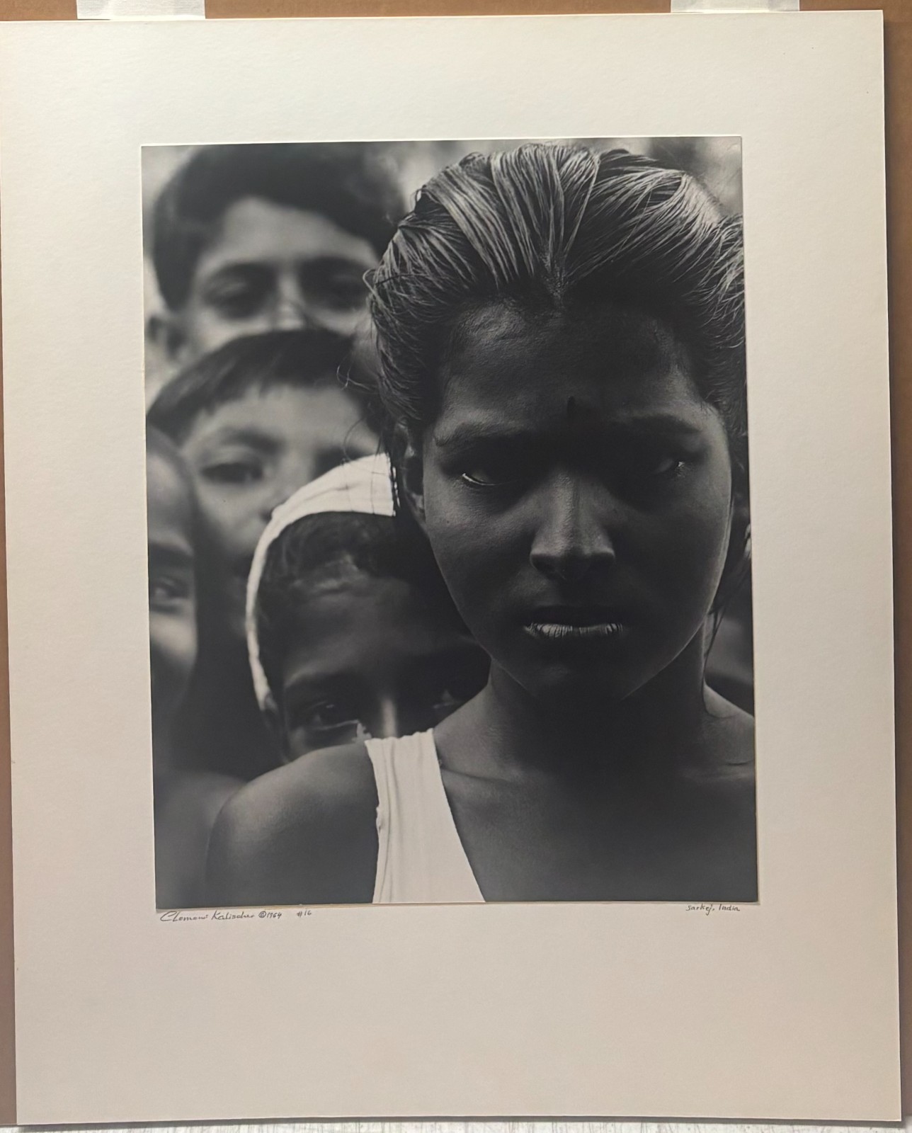 Original CLEMENS KALISCHER ‘Sarkej, India’ GIRL w 4 Boys SIGNED Gelatin PHOTO