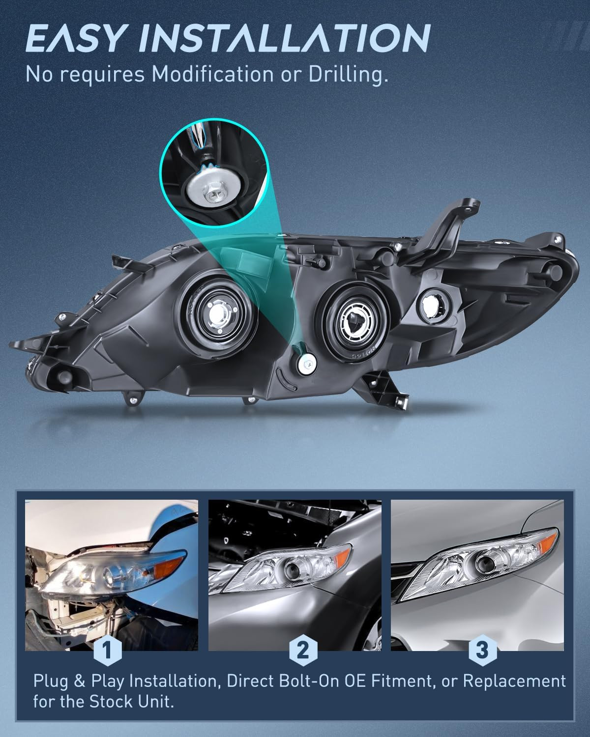 Headlight Assembly Compatible with 2011 2012 2013 2014 2015 2016 2017 2018 2019