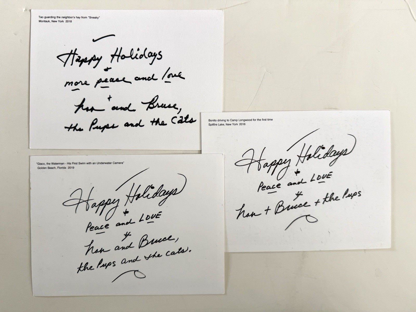 Set of Bruce Weber Original SIGNED Cards 2016, 2018 & 2019 Provenance Rare