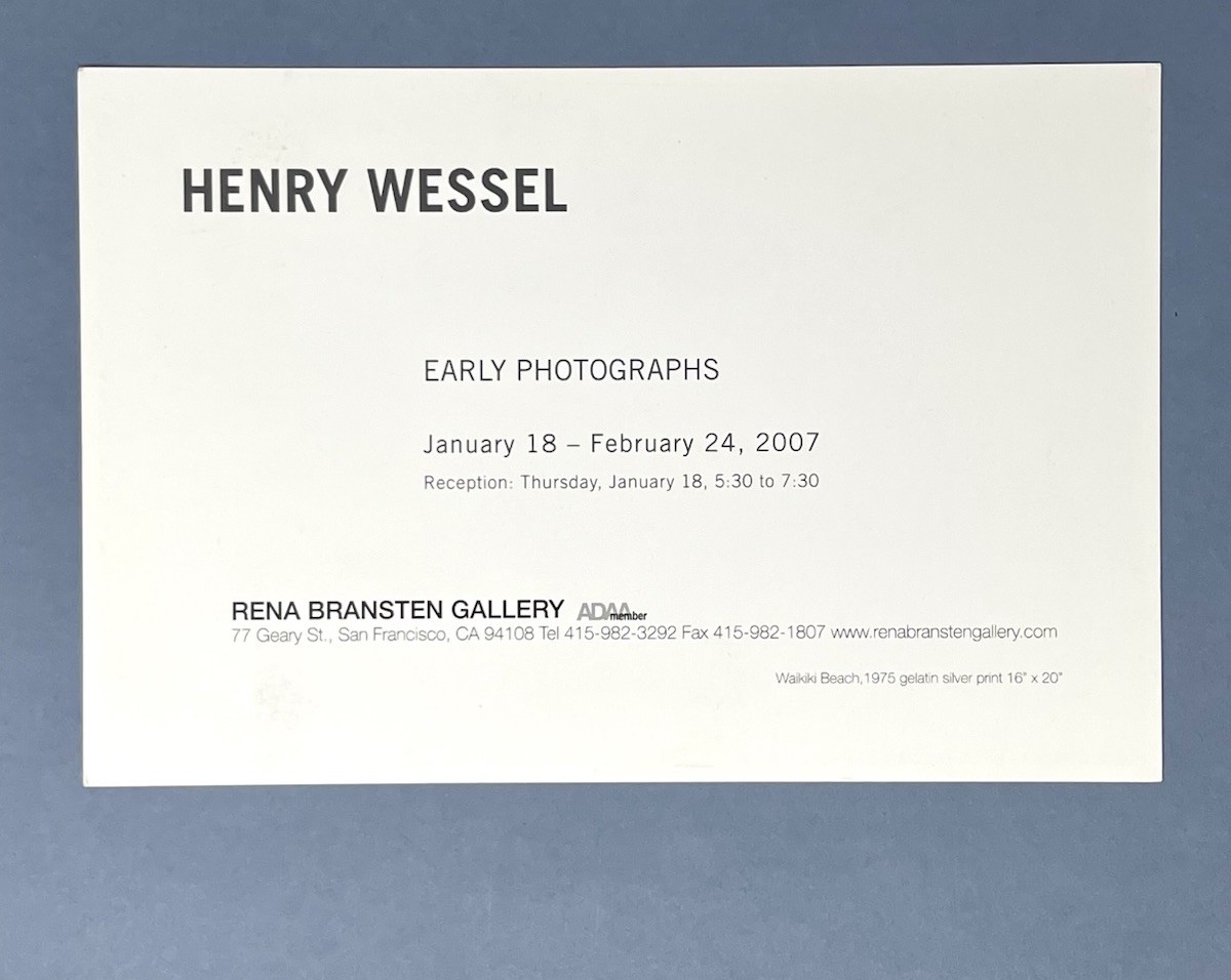 Henry Wessel (1942-2018) Art Show Announcement Card 2007 Early Photographs