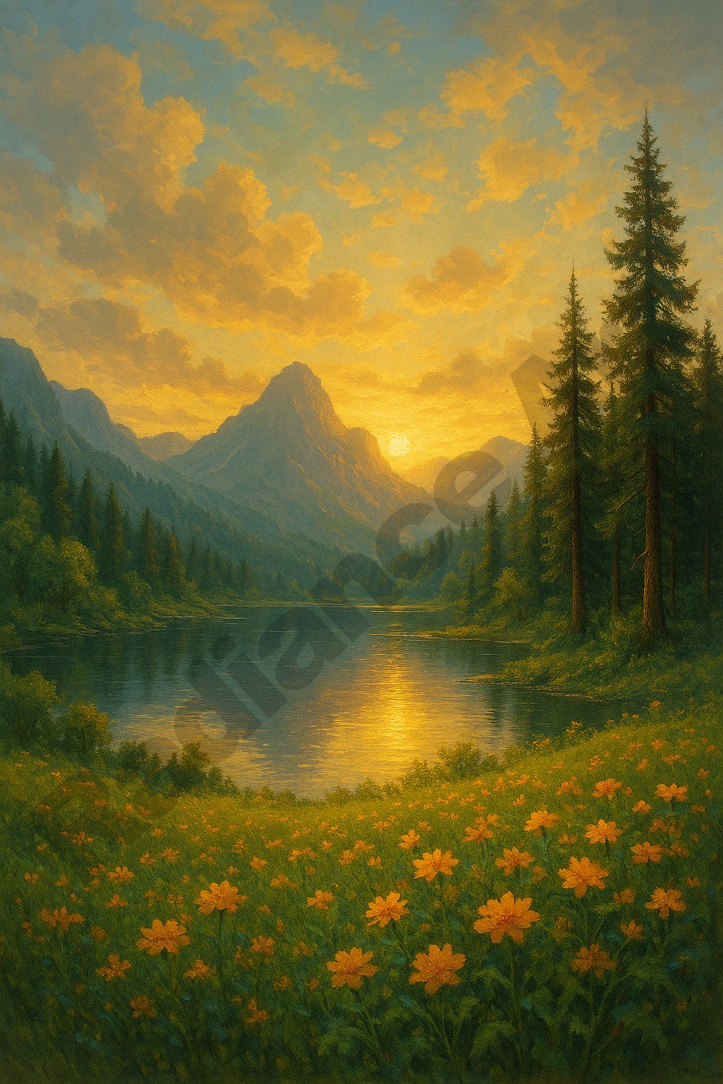 Digital Image Picture Photo Wallpaper Background Desktop AI Art Mountain Lake