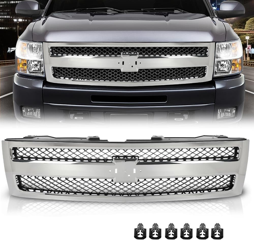 Chrome Truck Grill 25810707 19303978 Front Bumper Grille Insert | Compatible wit