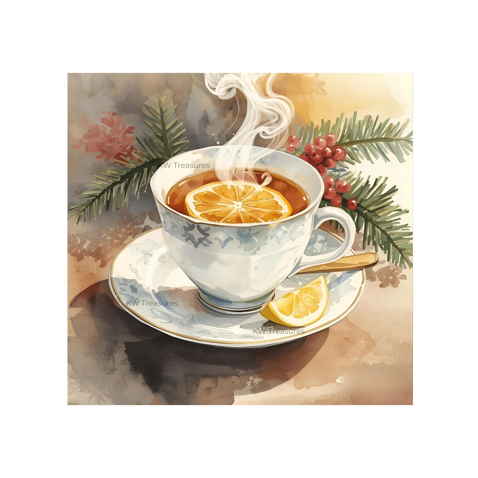 Christmas Watercolor Clipart | Cozy Winter Drinks PNG Bundle Download
