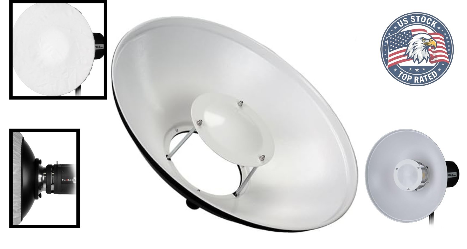 Durable 16in All Metal Beauty Dish with Diffusion Sock – Photography Essential