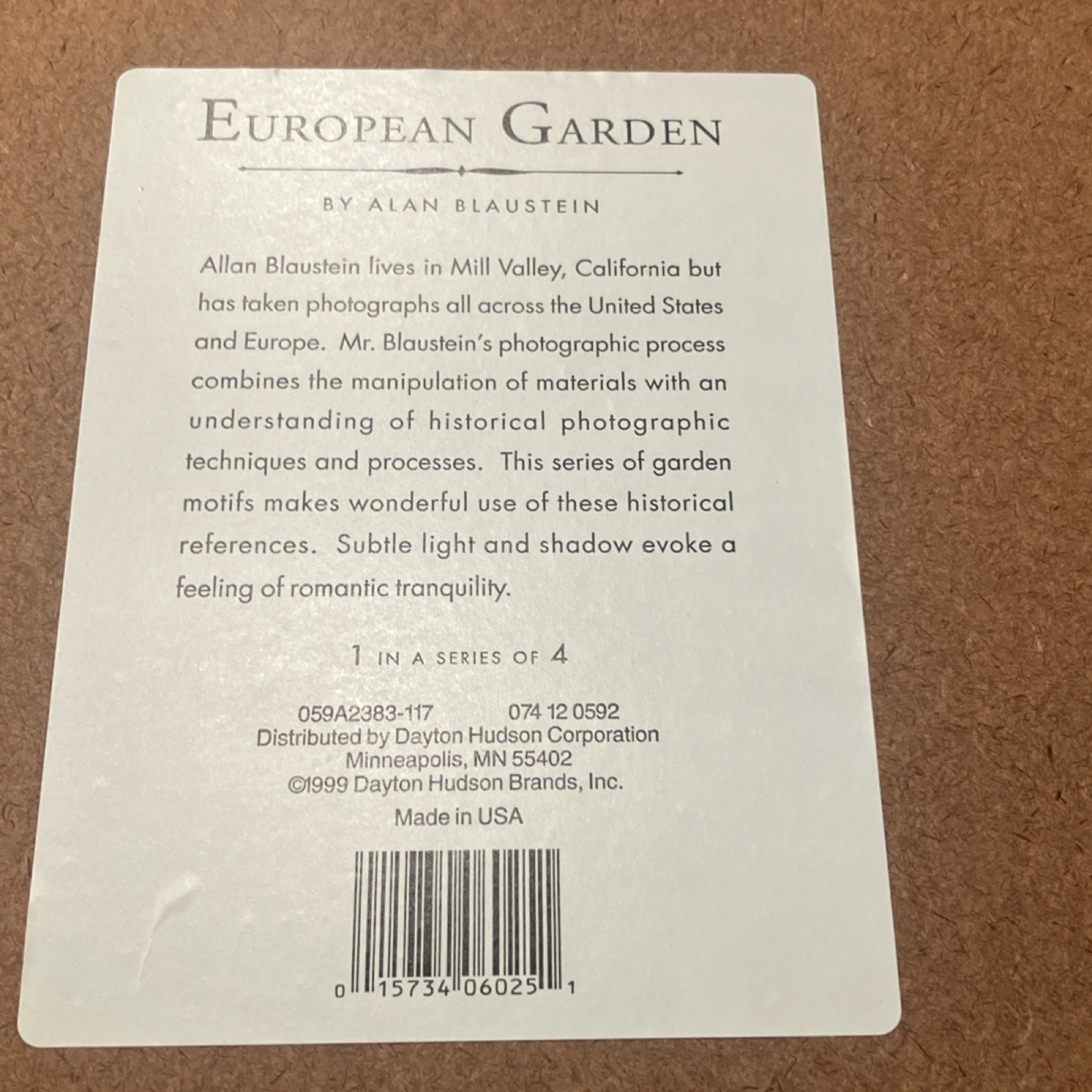 Alan Blaustein European Garden Sepia Set of 3 Framed Landscape Photographs