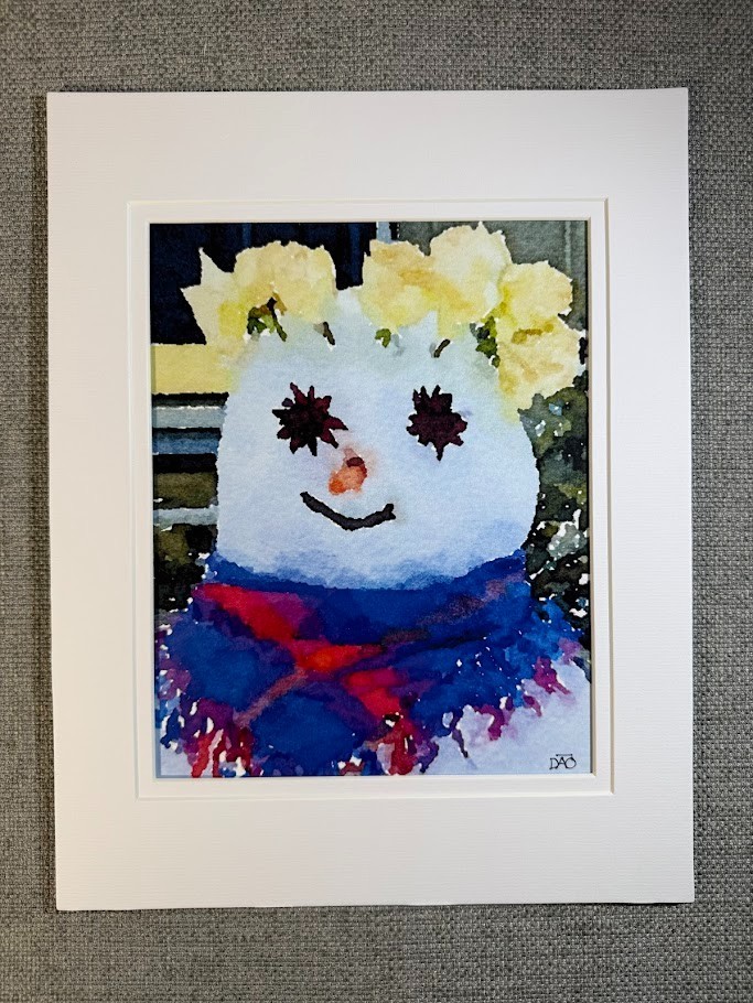 Snowman Digital Watercolor Original Photograph 8 X 10 Matted To 11 X 14 – Signed