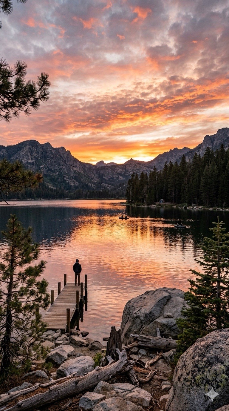 Landscape Photograph Portrait Color Mountain Lake Pinecrest Digital AI Art